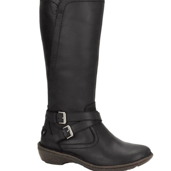 UGG Shoes - UGG Rosen Tall black leather riding boots. Shearling Lined Mid-calf Boots S10